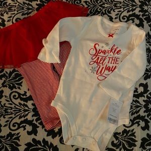 NWT “sparkle all the way” set for 6mo old